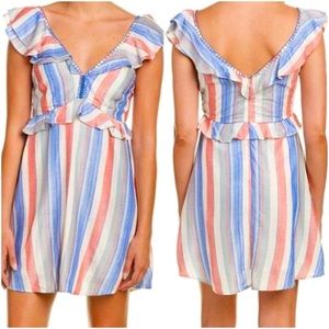 RED CARTER Poppy Striped Ruffle Cap Sleeve Summer Mini  Dress Size S